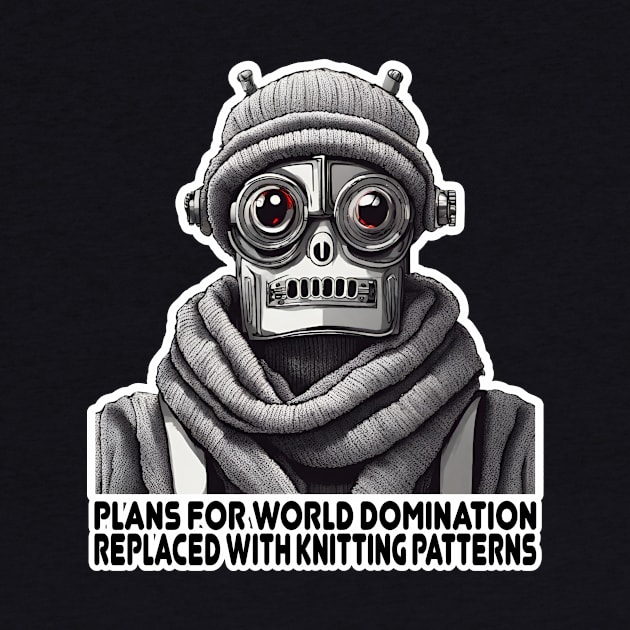 Funny knitting world domination robot knitter sci fi by BigMRanch